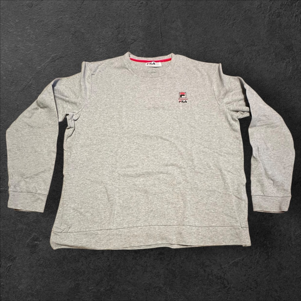 FILA Men's Size XL‎ Pullover Sweater Crew Neck Soft Cotton Gray Solid EUC